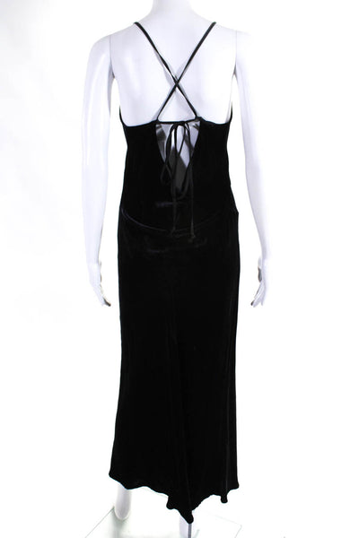 Marissa Webb Womens Velvet V-Neck Strappy Back Long A-Line Dress Black Size S