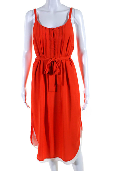 Collective Concepts Womens Sleeveless Belted Sun Dress Orange White Size Small