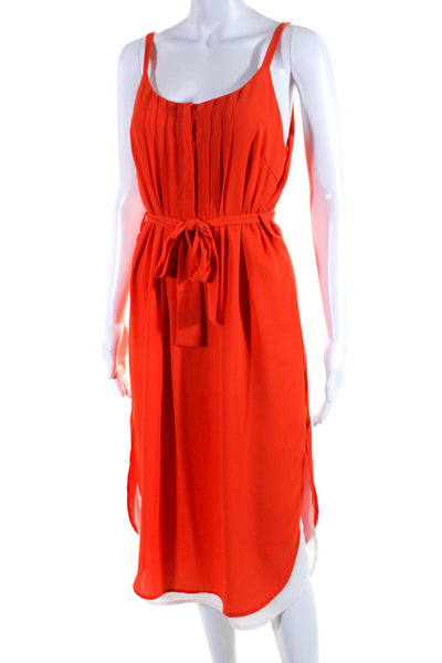 Collective Concepts Womens Sleeveless Belted Sun Dress Orange White Size Small