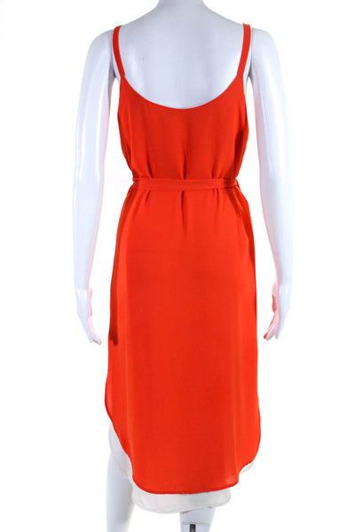 Collective Concepts Womens Sleeveless Belted Sun Dress Orange White Size Small