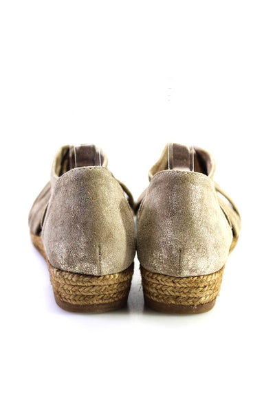 Gainno Womens Strappy Wedge Espadrille Sandals Gold Metallic Size 7