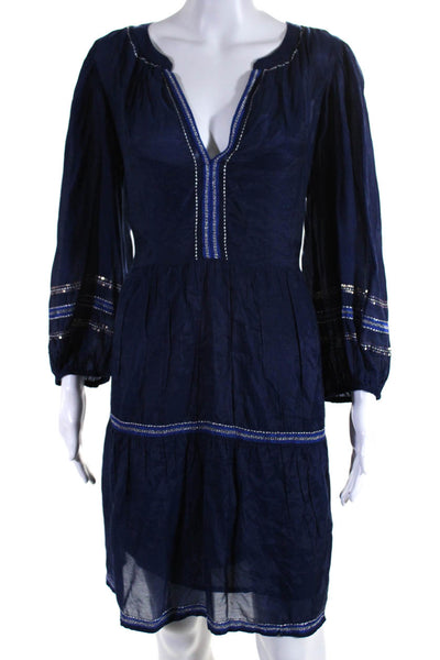 Velvet by Graham & Spencer Womens Sequined A Line Dress Navy Blue Size Medium