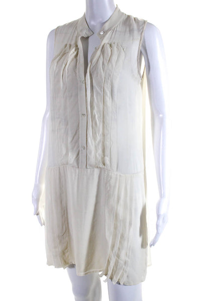 Theory Womens Silk Half Button Down Sleeveless Dress White Size 4