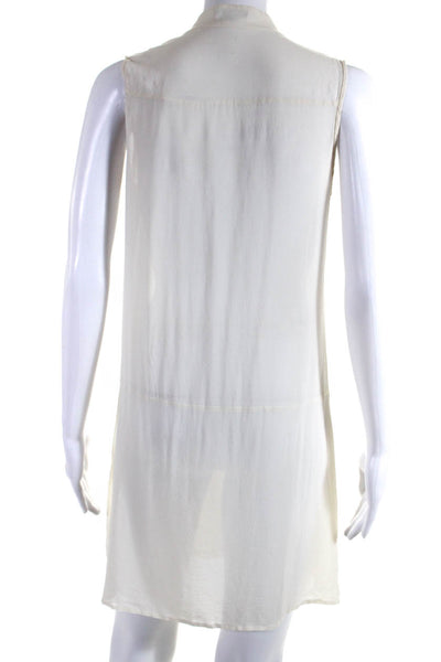 Theory Womens Silk Half Button Down Sleeveless Dress White Size 4