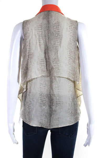 Parker Womens Silk Snakeskin Print Tank Top Ivory Pink Size Extra Small
