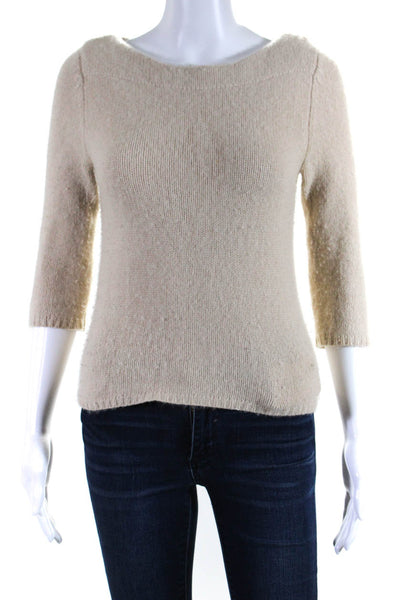 Calypso Saint Barth Womens Cashmere Long Sleeves Sweater Beige Size Extra Small