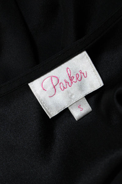 Parker Womens Silk Batwing Short Sleeves V Neck Blouse Black Size Small
