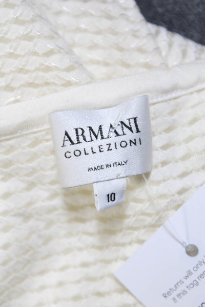 Armani Collezioni Womens Textured V-Neck Sleeveless Tank Top White Size 10