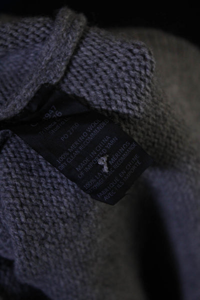 Nili Lotan Womens Merino Wool Buttoned V-Neck Long Sleeve Cardigan Gray Size S