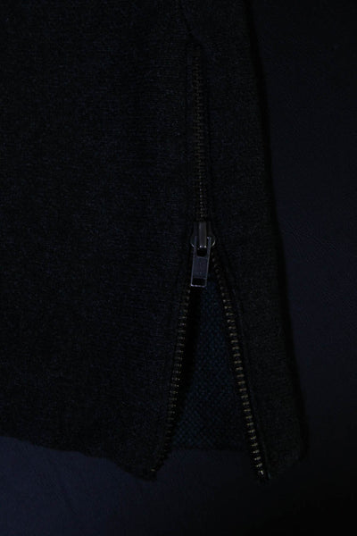 Nanette Lepore Womens Two Toned Zipper Hem Long Sleeve Knit Top Gray Size S