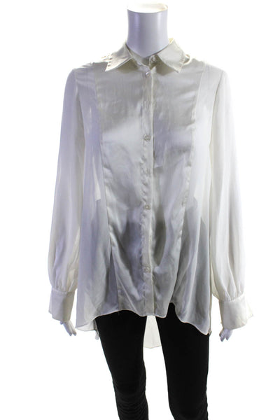 Kirna Zabete at Target Womens Button Front Satin Trim Sheer Shirt White Size XS