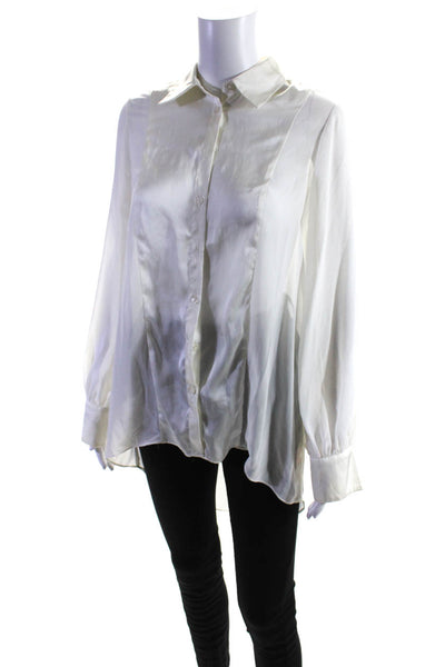 Kirna Zabete at Target Womens Button Front Satin Trim Sheer Shirt White Size XS