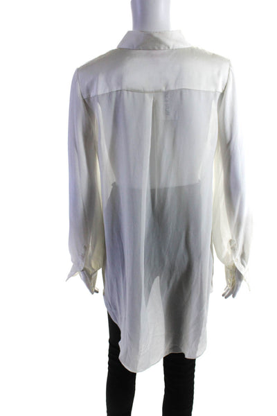 Kirna Zabete at Target Womens Button Front Satin Trim Sheer Shirt White Size XS