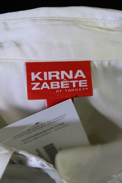 Kirna Zabete at Target Womens Button Front Satin Trim Sheer Shirt White Size XS