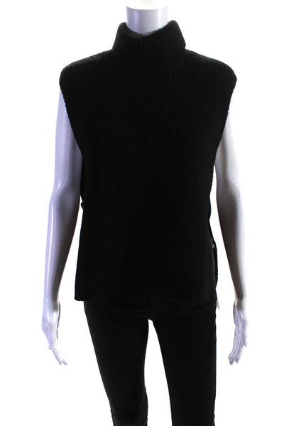 Etoile Isabel Marant Womens Sleeveless Mock Neck Side Slit Top Black Size FR 40