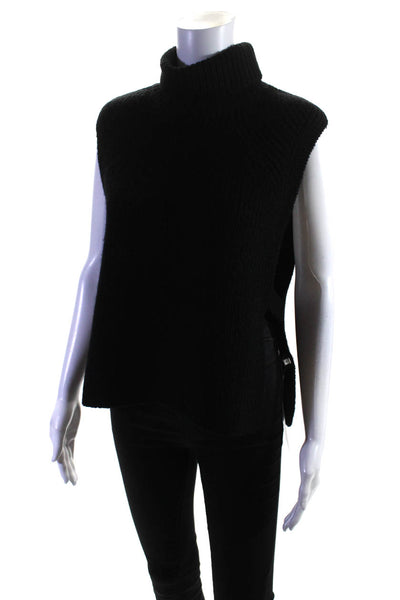 Etoile Isabel Marant Womens Sleeveless Mock Neck Side Slit Top Black Size FR 40