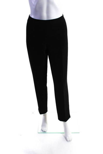 Peserico Womens Side Zip High Rise Pleated Trouser Pants Black Size IT 46