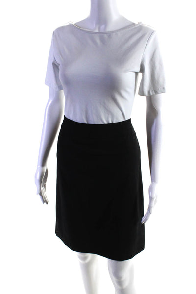 Armani Collezioni Womens Back Zip Knee Length Pencil Skirt Black Wool Size 10