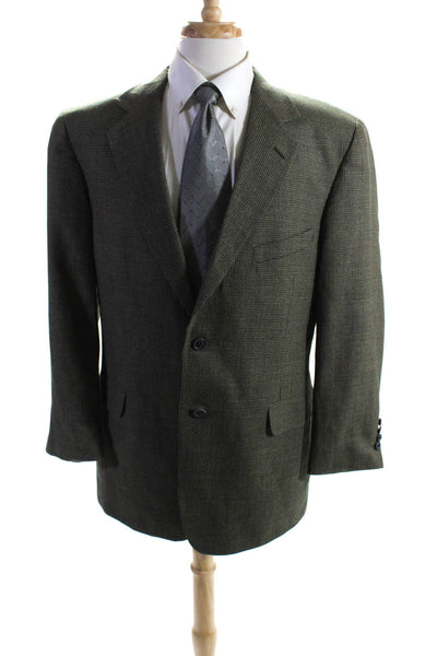 Nordstrom Mens Collared Long Sleeves Two Button Lined Herringbone Jacket Size 42
