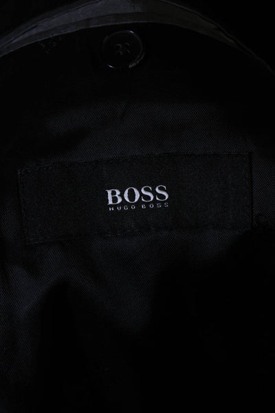 Boss Hugo Boss Mens Pinstriped Two Button Blazer Black Wool Size 42 Regular