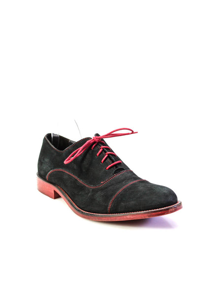 Donald J Pliner Mens Suede Lace Up Oxford Shoes Black Red Size 11.5 Medium