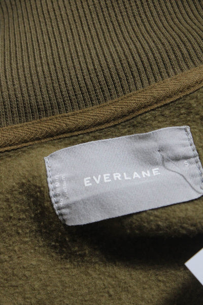 Everlane Womens Green Cotton Mock Neck Half Zip Pullover Sweatshirt Size S