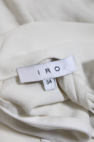 IRO Women's Turtleneck Long Sleeves Zip Closure Blouse Beige Size 34