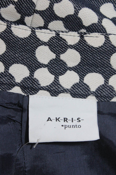 Akris Punto Womens Back Zip Floral Woven Pencil Skirt Blue White Cotton Size 12