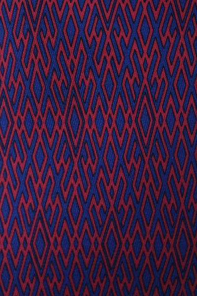 Hermes Mens Silk Geometric Print Necktie Blue Red