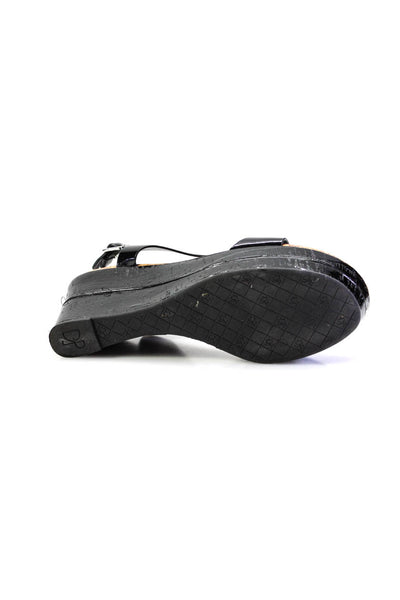 Donald J Pliner Womens Platform Ankle Strap Sandals Black Patent Leather 7.5M