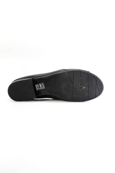 Aquatalia Womens Slip On Peep Toe Loafers Black Leather Size 7M