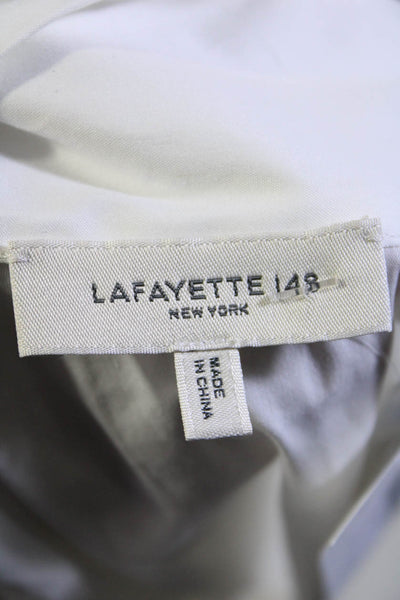 Lafayette 148 New York Women's Mock Long Sleeves Tie Neck Blouse White Size XS