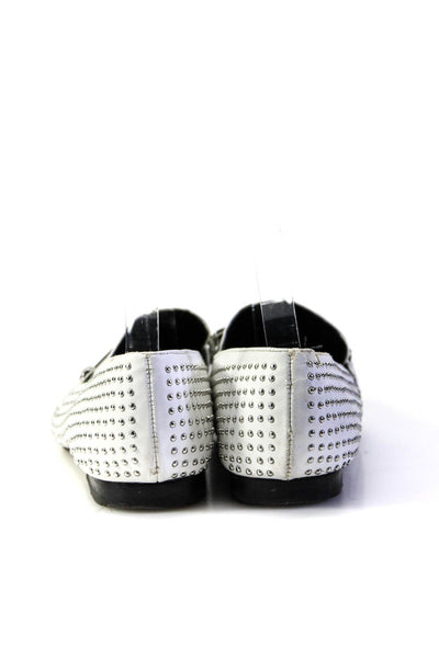 Steve Madden Womens Leather Studded Kast Loafers White Size 8 Medium