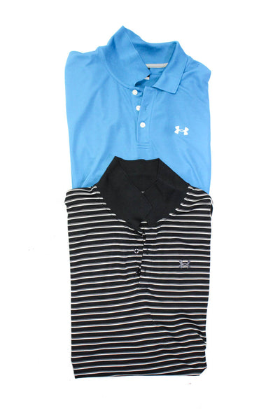 Under Armour Mens Casual Short Sleeve Polo Shirts Top Blue Black Size 2XL Lot 2