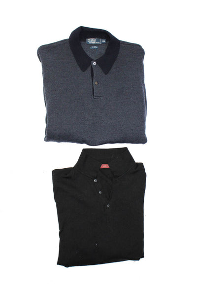 Nordstrom Polo Ralph Lauren Mens Knit Polo Shirts Tops Black Blue Size 2XL Lot 2