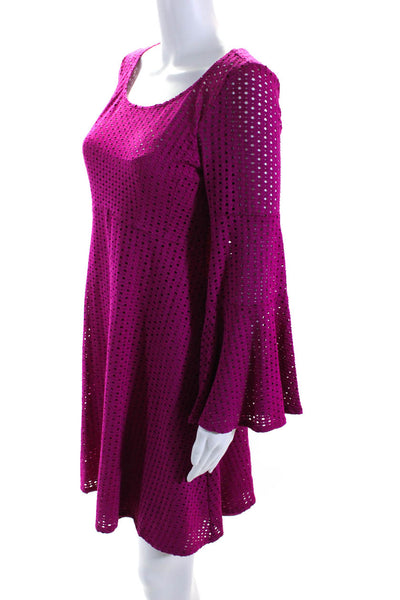 Nanette Lepore Womens Fuschia Cut Out Scoop Neck Long Sleeve Shift Dress Size 6