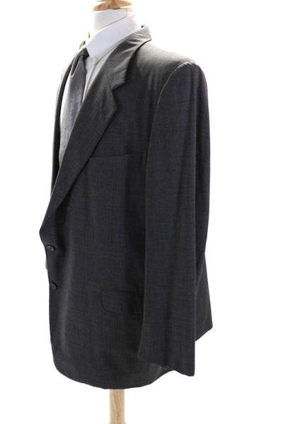 Hickey Freeman Mens Long Sleeved Collared Two Button Blazer Jacket Gray Size L