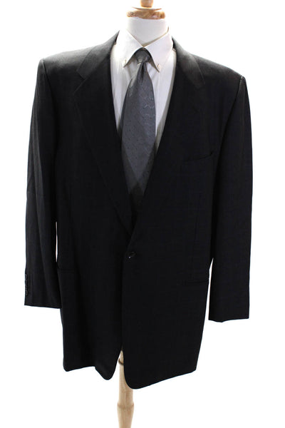 Take 6 by Kashani Mens 100% Wool Plaid One Button Blazer Dark Gray Size 66