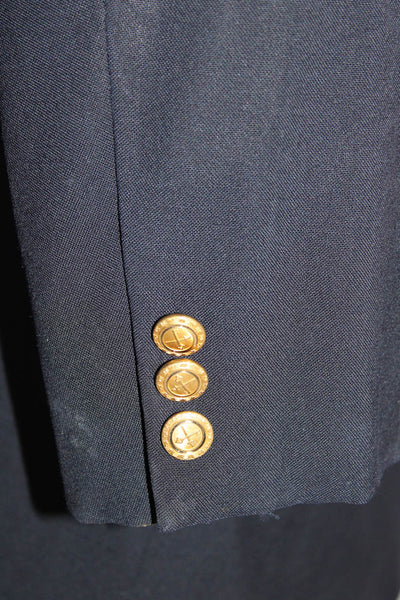 Hickey Freeman Mens Gold Tone Two Button Long Sleeved Blazer Navy Blue Size L