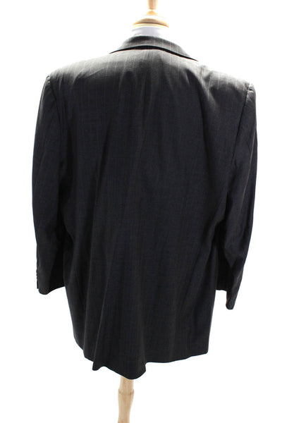 Take 6 by Kashani Mens 100% Wool Pinstriped One Button Blazer Gray Size 66