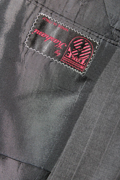 Take 6 by Kashani Mens 100% Wool Pinstriped One Button Blazer Gray Size 66
