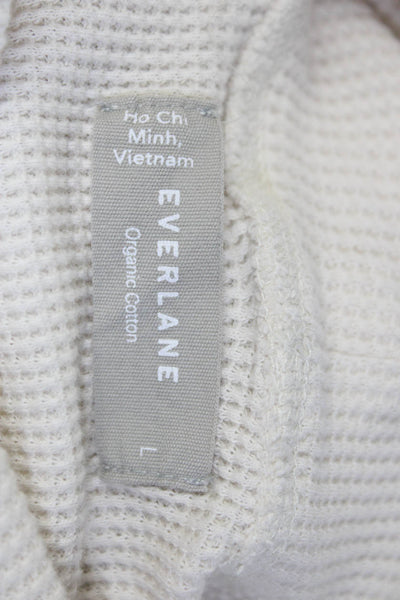 Everlane Womens Thermal Turtleneck Sweater White Organic Cotton Size Large