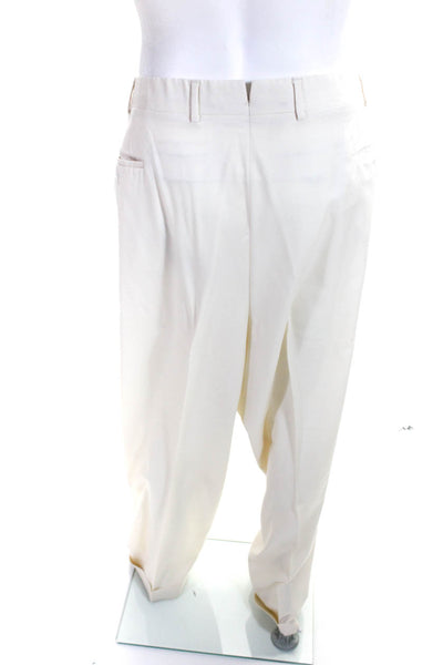 Coppley Mens Wool Pleated Front Dress Trousers Pants Ivory White Size 50T