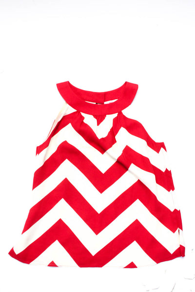 Vineyard Vines J. Crew Womens Silk Chevron Sleeveless Blouse Top Red Size 4