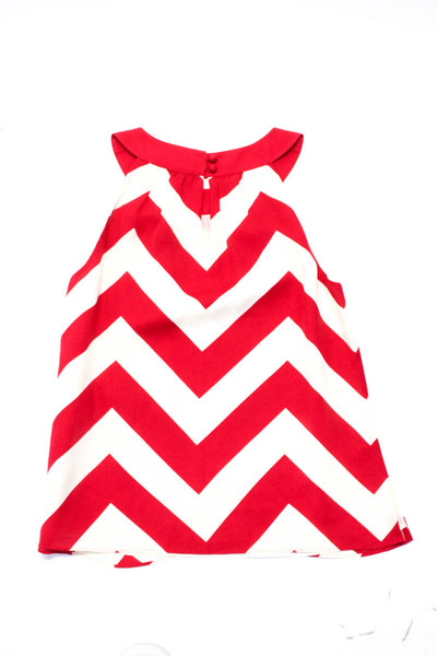 Vineyard Vines J. Crew Womens Silk Chevron Sleeveless Blouse Top Red Size 4