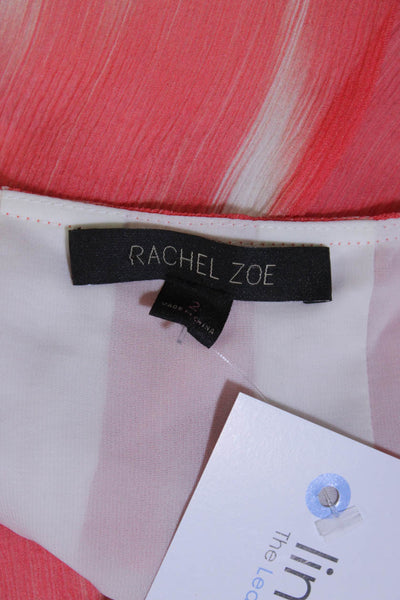 Rachel Zoe Womens Abstract Scoop Neck Pullover Tank Top Blouse Orange Size S