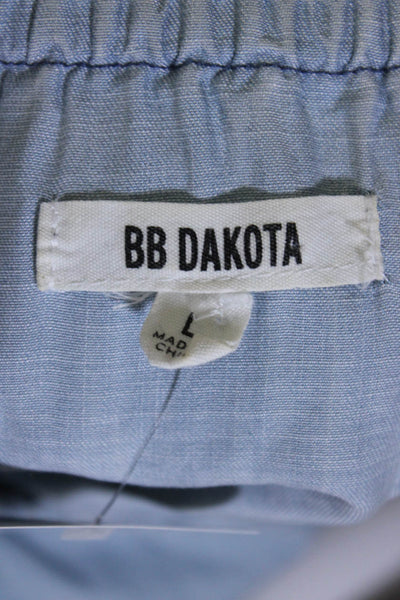 BB Dakota Womens Elastic Ruffled Off Shoulder Shift Dress Blue Size Large