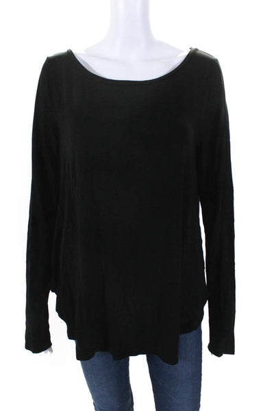 Calypso Saint Barth Womens Long Sleeve Scoop Neck Shirt Black Size Large