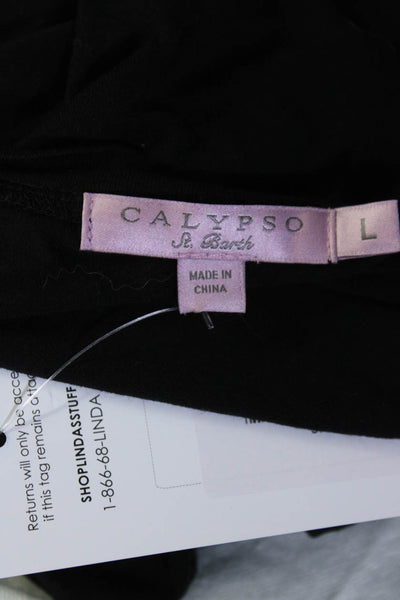Calypso Saint Barth Womens Long Sleeve Scoop Neck Shirt Black Size Large