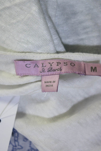 Calypso Saint Barth Womens Short Sleeve Ombre Shirt Blue Linne Size Medium